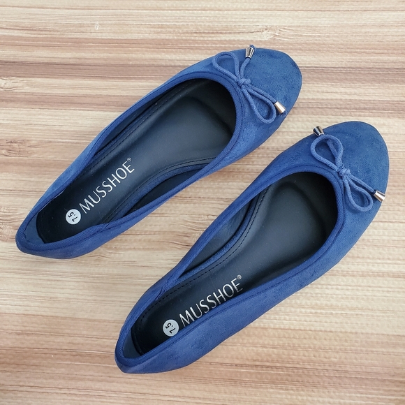 NWOB MUSSHOE Blue Microsuede Slip On Ballet Shoe - Picture 2 of 10